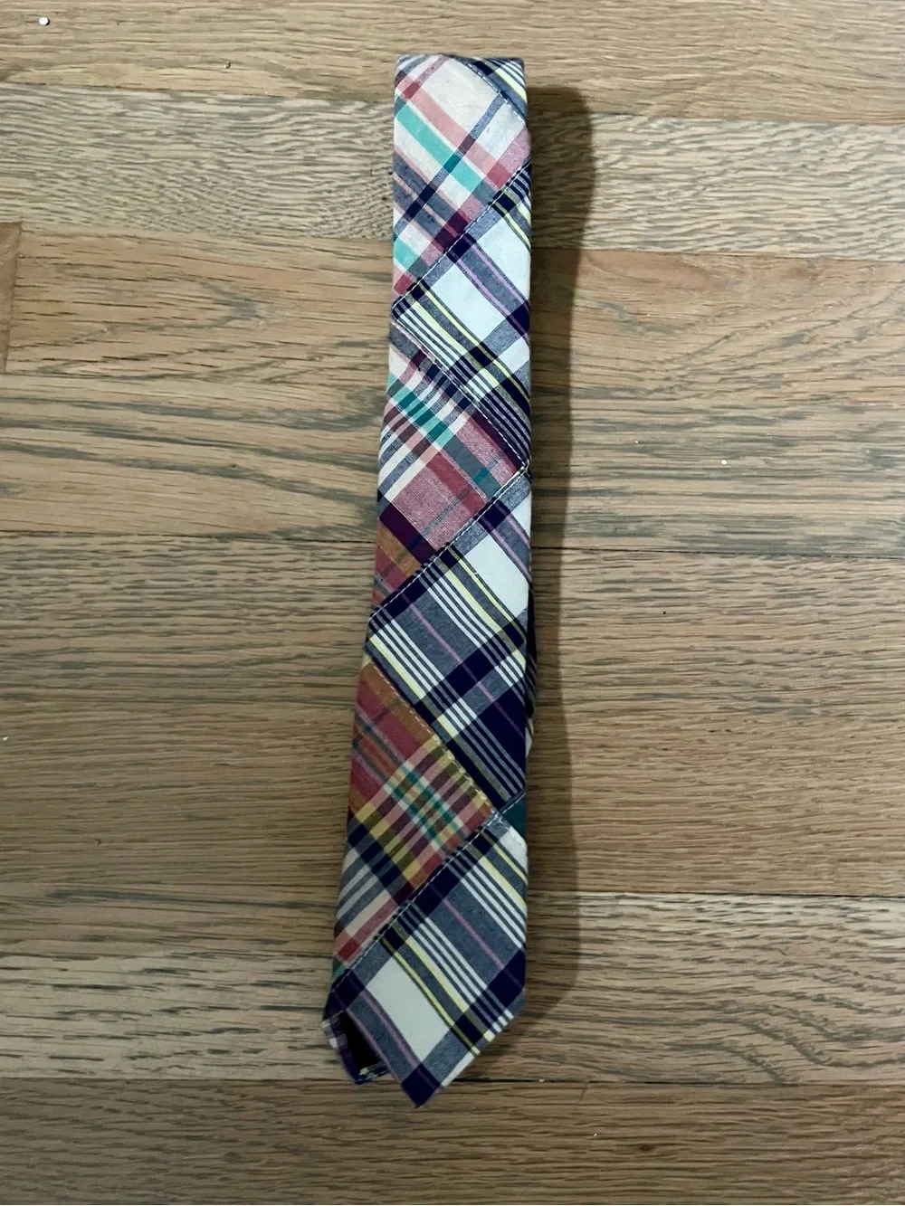 J.Crew Boys' summer plaid patchwork tie / 52 / COVE MULTI. 100% cotton.